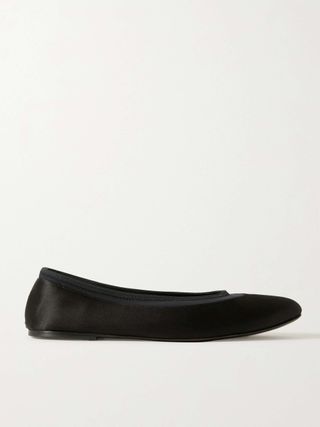 + Net Sustain Frano Stretch Jersey-Trimmed Satin Ballet Flats