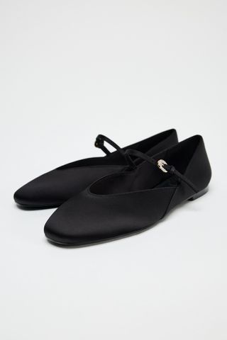 Satin Effect Ballet Flats