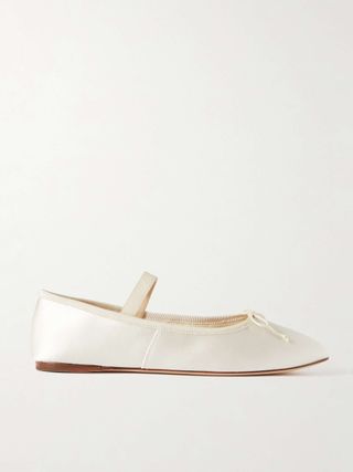 Leonie Grosgrain-Trimmed Satin Ballet Flats