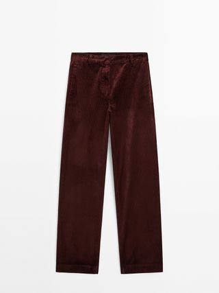 Relaxed Fit High-Waist Corduroy Trousers