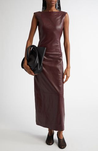 Ellery Open Back Lambskin Leather Dress