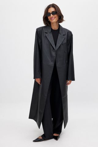 NA-KD xHanna Schönberg, Oversized Pu Seam Detail Coat