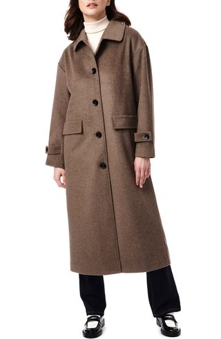 Melton Longline Wool Blend Coat