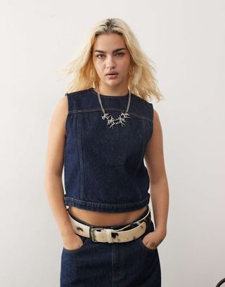 Collusion Tank Top in Raw Denim - Part of a Set