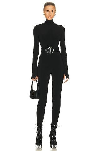 Long Sleeve Turtleneck Catsuit With Footie