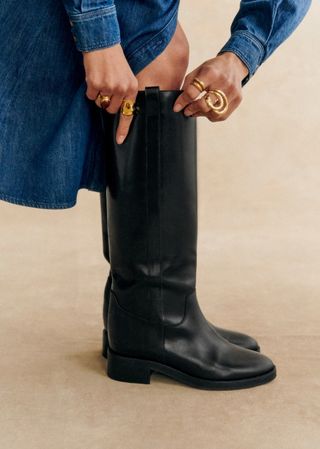 Bridget Knee Boots - Smooth Black - Bovine Leather - Sézane