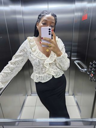 ruffle front blouse trend