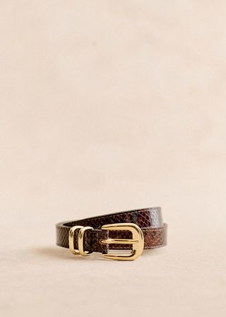 Livie Belt - Brown Python Print - Bovine Leather - Sézane