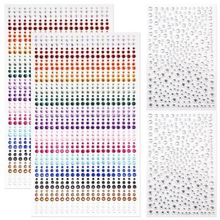 2450 Pcs 15 Colors Face Gems 3/4/5/6mm Waterproof Nail Glitter Face Jewels Stickers Self-Adhesive Eyes Tears Rhinestone Crystals Diamonds Stick on for Festivals Party Body Forehead Bindis