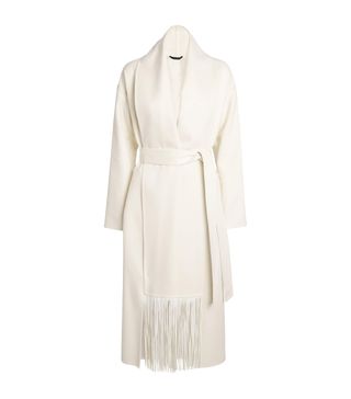 Cashmere Fringe-Detail Wrap Coat