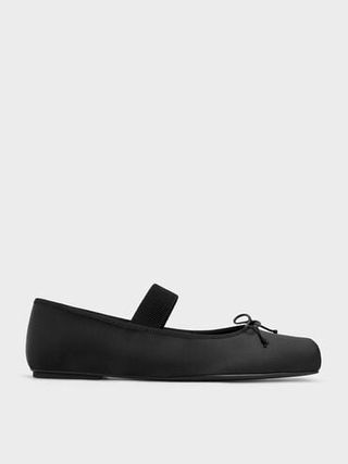 Satin Square-Toe Mary Jane Ballet Flats