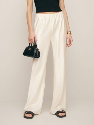 Reformation, Gale Satin Mid Rise Bias Pant