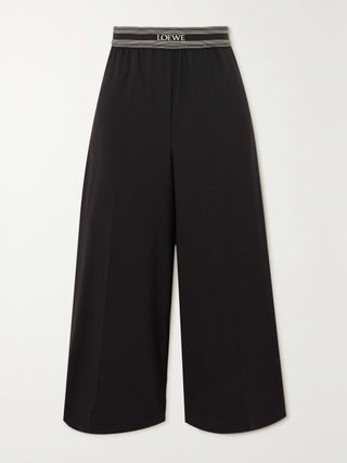 Jacquard-Trimmed Wool Culottes