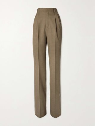 Pleated Wool-Twill Straight-Leg Pants