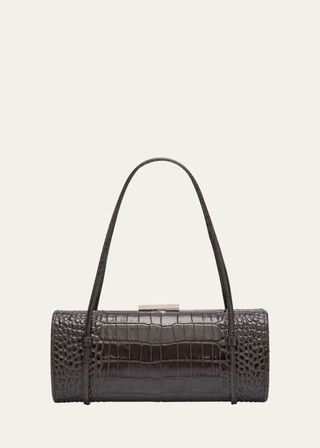 Natalie Croc-Embossed Barrel Shoulder Bag