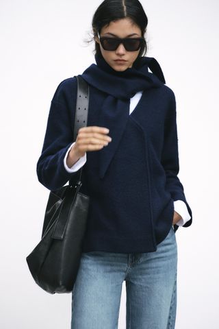 100% Wool Scarf Collar Jacket