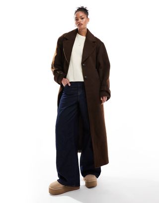 Asos Design Tall Half and Half Formal Coat in Mushroom Brown