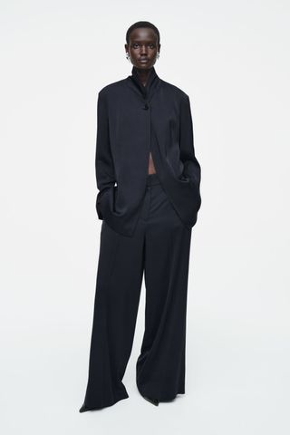 Tailored Satin Wide-Leg Trousers