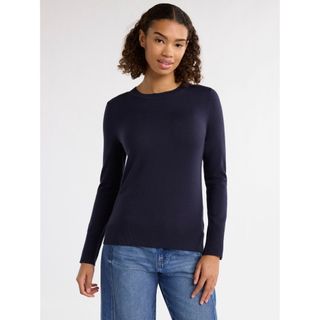 Free Assembly Women’s Cozy Yarn Crewneck Sweater With Long Sleeves, Lightweight, Sizes Xs-Xxxl