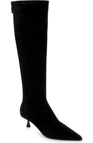 Emilie Pointed Toe Kitten Heel Knee High Boot