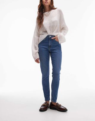 Topshop High Rise Jamie Jeans in Mid Blue