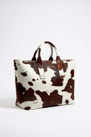 Large Cow Print Leather Shopper Bag