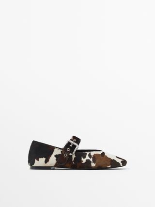 Printed Ballet Flats With Buckle