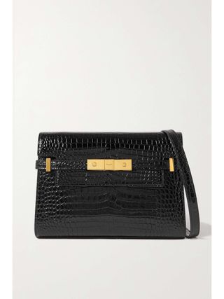 Manhattan Small Croc-Effect Patent-Leather Shoulder Bag