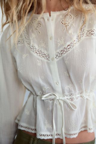 Embroidered Chiffon Shirt