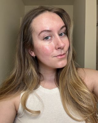 Beauty editor Kaitlyn McLintock with glowing skin