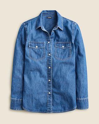 Wren Slim Western Chambray Shirt in Villere Wash