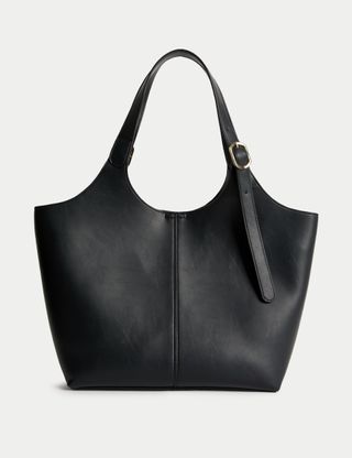 Faux Leather Shoulder Tote Bag