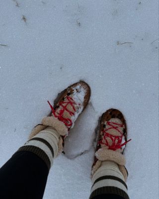 Best snow boots: @styleandtheboys wears snow boots from Boden