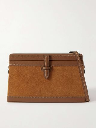 The Trunk Leather-Trimmed Suede Shoulder Bag