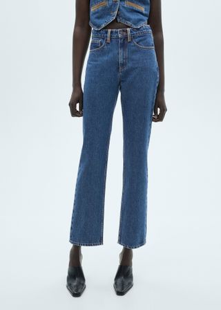 Straight-Fit Jeans With Contrasting Details - Women | Mango Usa