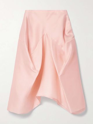 Sawyer Asymmetric Draped Silk-Taffeta Midi Skirt