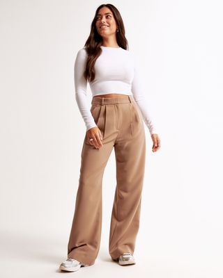 Curve Love A&f Sloane Tailored Wide Leg Pant