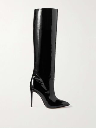 Stiletto Patent-Leather Knee Boots