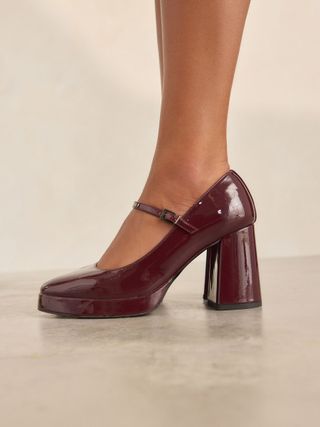 Burgundy Forever Comfort® Platform Mary Jane Heels