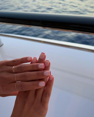 @harrietwestmoreland micro red French tip nails