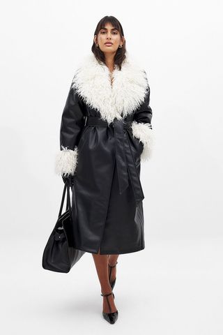 Belted Pu Bonded Long Coat