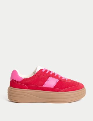 Suede Side Detail Platform Trainers