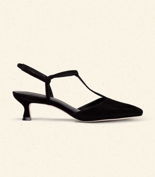 Tabitha T Strap Heel -- Black Suede