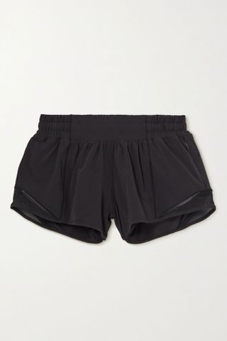 Hotty Hot Low-Rise Mesh-Paneled Stretch Recycled-Swift Shorts - 2.5