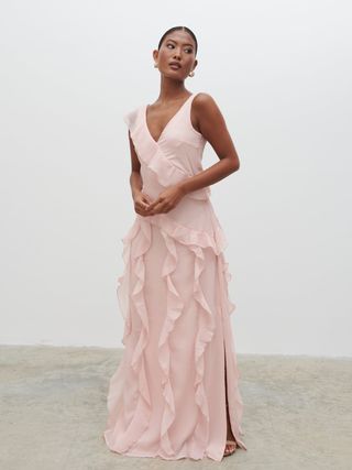 SilkFred, Faye Ruffle Maxi Dress Blush | Pretty Lavish | Silkfred