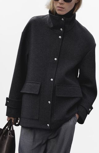 Stand Collar Wool Blend Coat