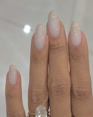 Milky white nails