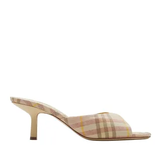 Burberry, Check Linen Blend Mews Mules