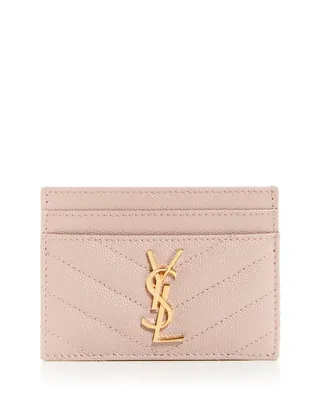 Saint Laurent Cassandre Matelasse Card Case in Lambskin