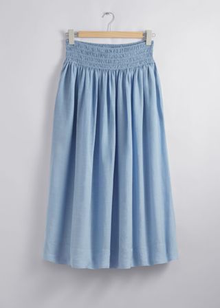 Smock-Waist Midi Skirt